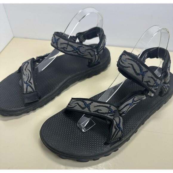 Teva Mens Sport Sandals Size 9 Black Gray Blue Pattern Adjustable Strap Rafting - Picture 3 of 7